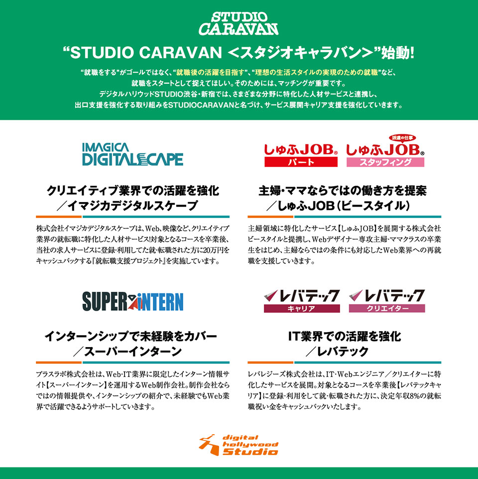 degital hollywood｜STUDIO CARAVAN flyer表面